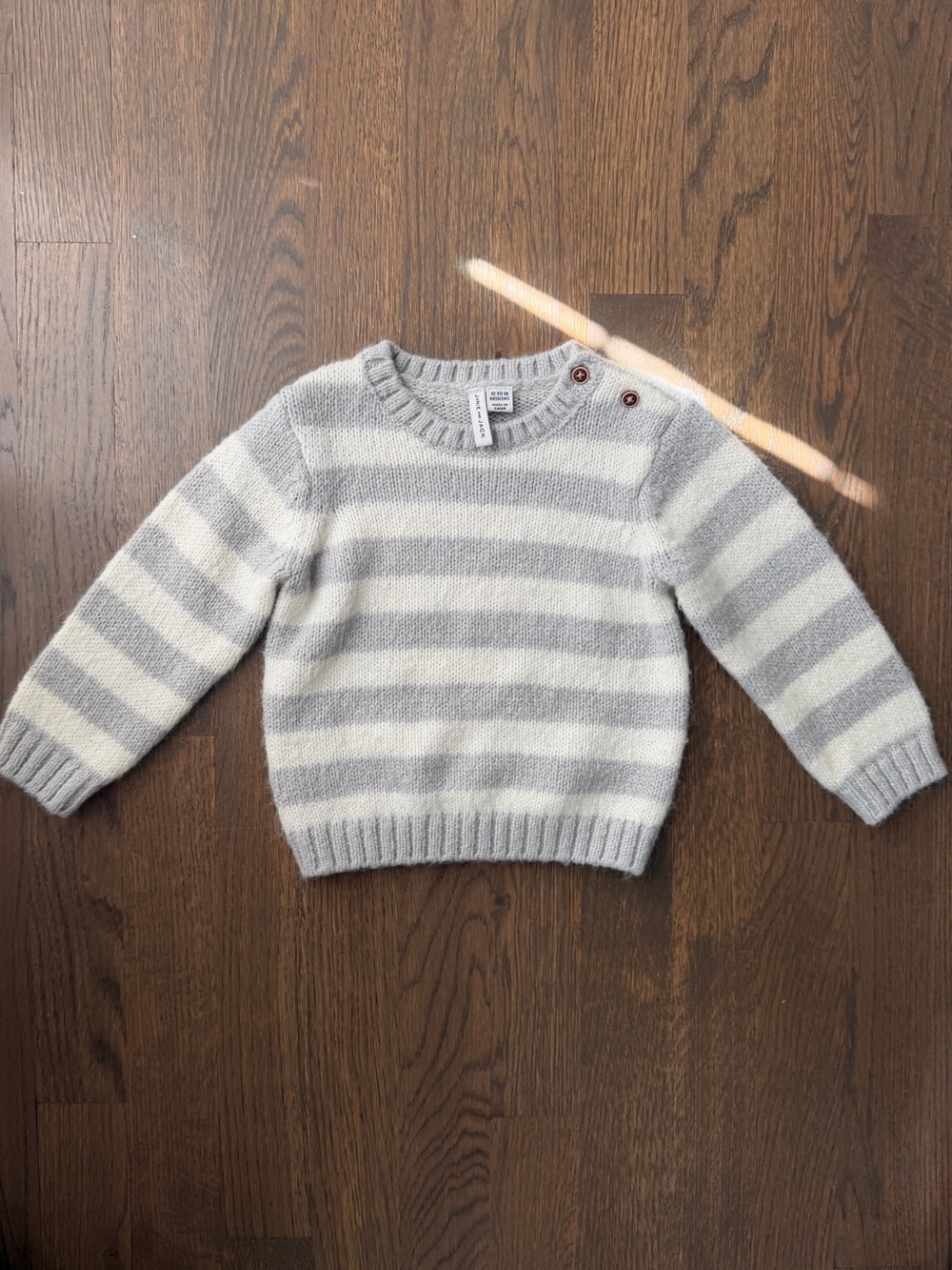 Janie and Jack Striped Crewneck Sweater - Gray & Cream